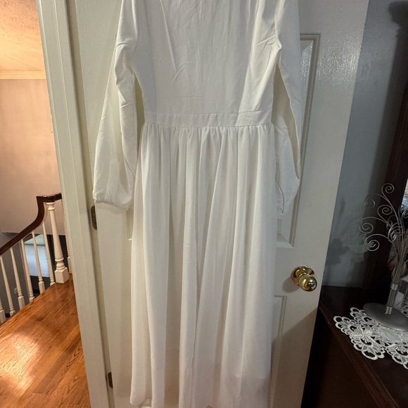 Vintage Style Plain White V-Neck Maxi Dress , NWOT - Picture 7 of 10